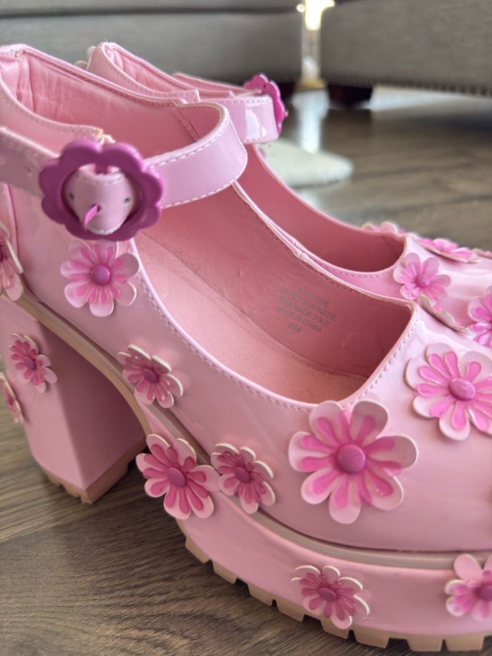 Dolls Kill Pink Floral Patent Platform Mary Janes - Picture 7 of 10